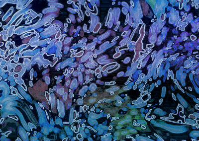 Swirls of blue and white blob shapes in a watercolor style.