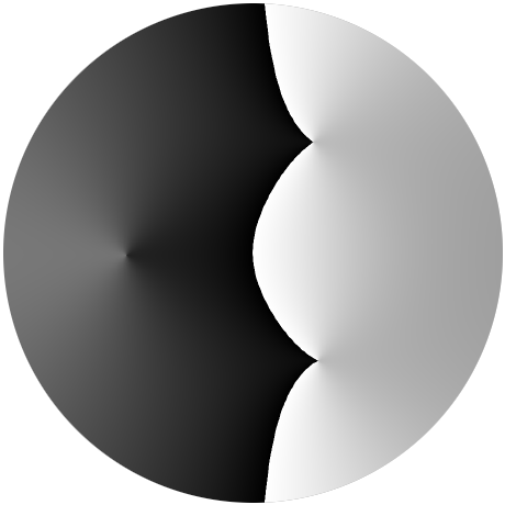 Josef Pelz5 A circular graphic split into black and white halves, featuring a three-dimensional indent where they meet, framed by a colorful border.